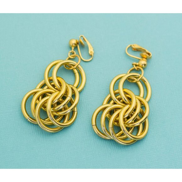 Vintage Long Chain Hoop Earrings by Avon E23 - Picture 3 of 4